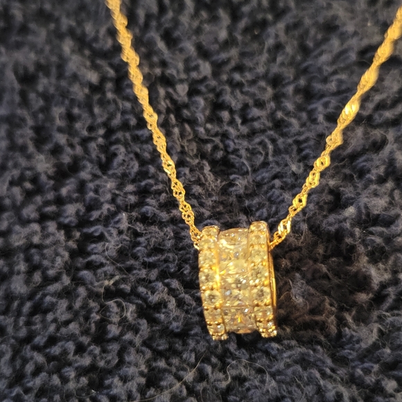 Sterling silver Rose gold Diamonique Initial Station Necklace - Picture 2 of 6